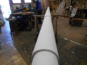 Main mast with first coat of primer.